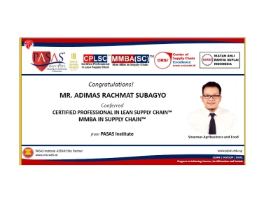 Congratulation to Mr Adimas Rachmat Subagyo who has succesfully completed and conferred the CPLSC and MMBASC from PASAS Institute Singapore Well done