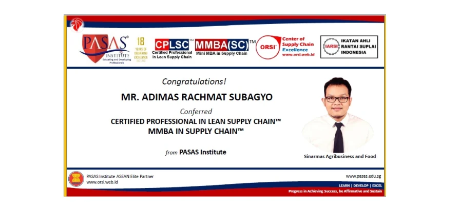 Congratulation to Mr. Adimas Rachmat Subagyo, who has succesfully completed and conferred the CPLSC™️ and MMBA(SC)™️ from PASAS Institute (Singapore). Well done!