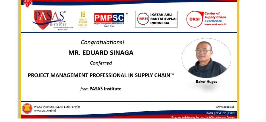 Congratulation to Mr. Eduard Sinaga, who has succesfully completed and conferred the PMP(SC)™️ from PASAS Institute (Singapore). Well done!