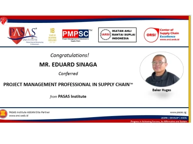 Congratulation to Mr Eduard Sinaga who has succesfully completed and conferred the PMPSC from PASAS Institute Singapore Well done