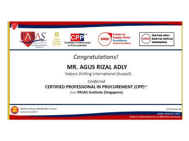 Congratulation to Mr Agus Rizal Adly who has succesfully completed and conferred the CPP International Certification Program from PASAS Institute Singapore Well done