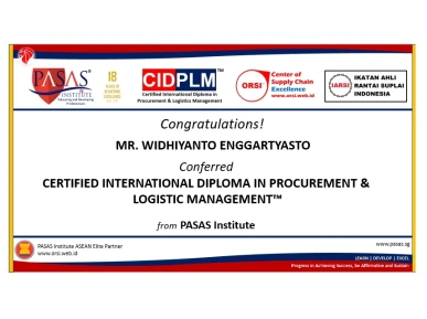 Congratulation to Mr Widhiyanto who has succesfully completed and conferred the CIDPLMs International Certification Program from PASAS Institute Singapore Well done