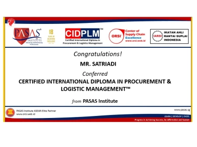 Congratulation to Mr Satriadi who has succesfully completed and conferred the CIDPLMs International Certification Program from PASAS Institute Singapore Well done