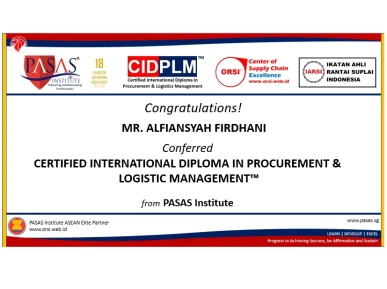 Congratulation to Mr Alfiansyah who has succesfully completed and conferred the CIDPLMs International Certification Program from PASAS Institute Singapore Well done