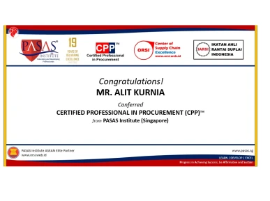 Congratulation to Mr Alit Kurnia