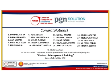 Congratulations to PT PGAS Solution Inhouse Training Participants