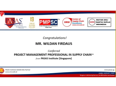 Congratulation to Mr Wildan Firdaus