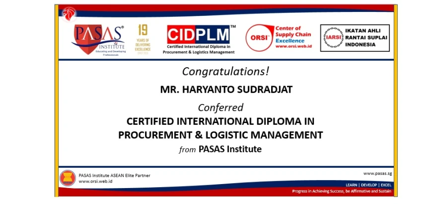 Congratulation to Mr. Haryanto Sudradjat!