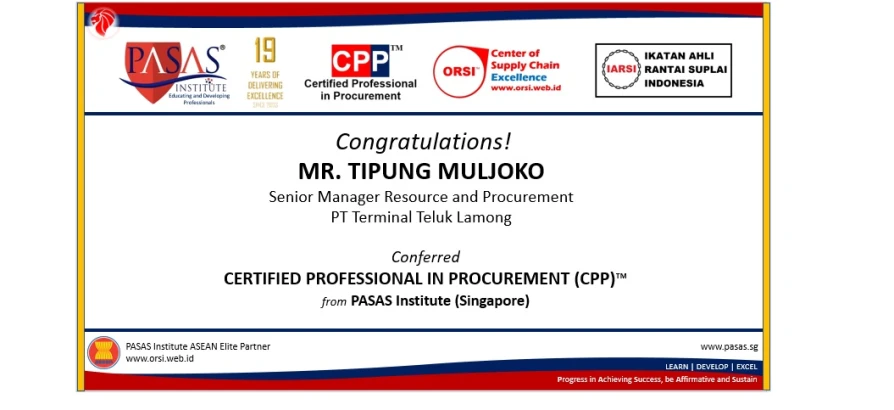 Congratulation to Mr. Tipung Muljoko!