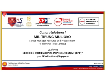 Congratulation to Mr Tipung Muljoko