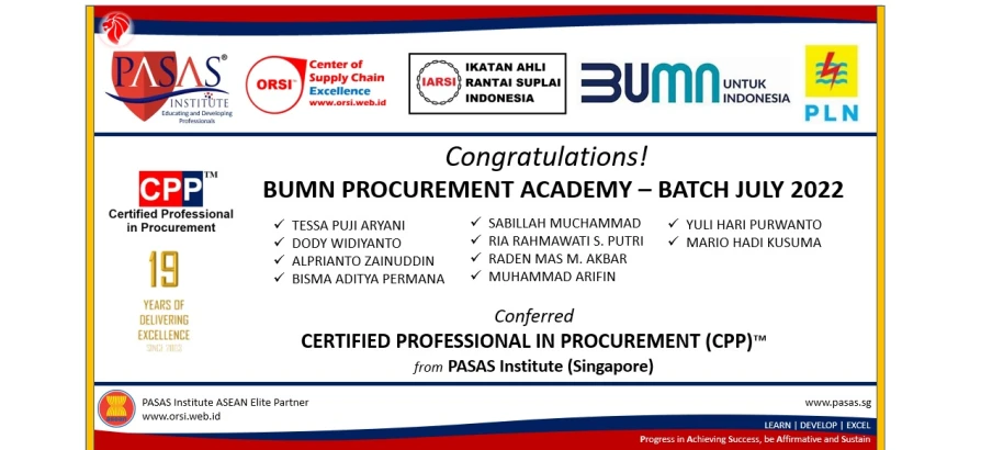 Congratulation to BUMN Procurement Academy participants - Batch: July 2022!