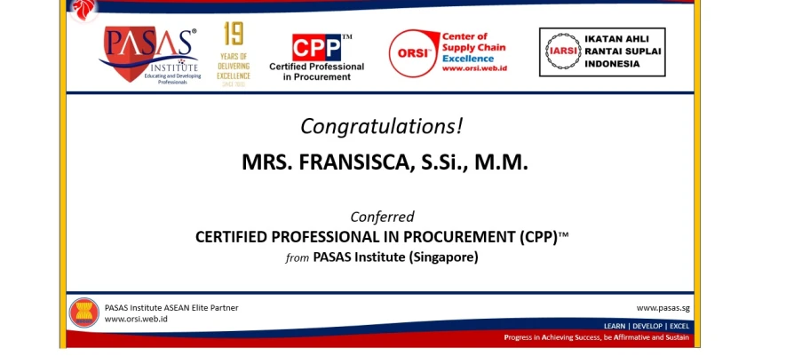 Congratulation to Mrs. FRANSISCA, S.Si.,M.M!