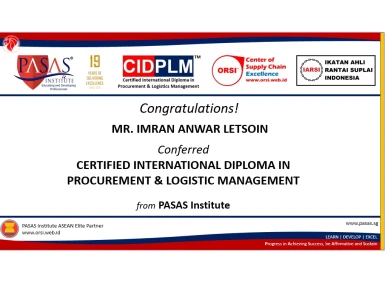 Congratulation to Mr IMRAN ANWAR LETSOIN