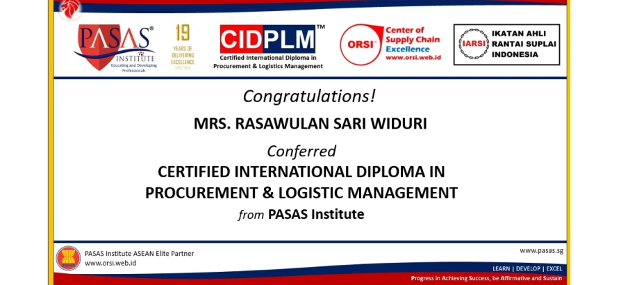 Congratulation to Mrs. Rasawulan Sari Widuri!