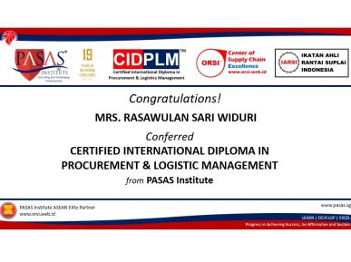 Congratulation to Mrs Rasawulan Sari Widuri