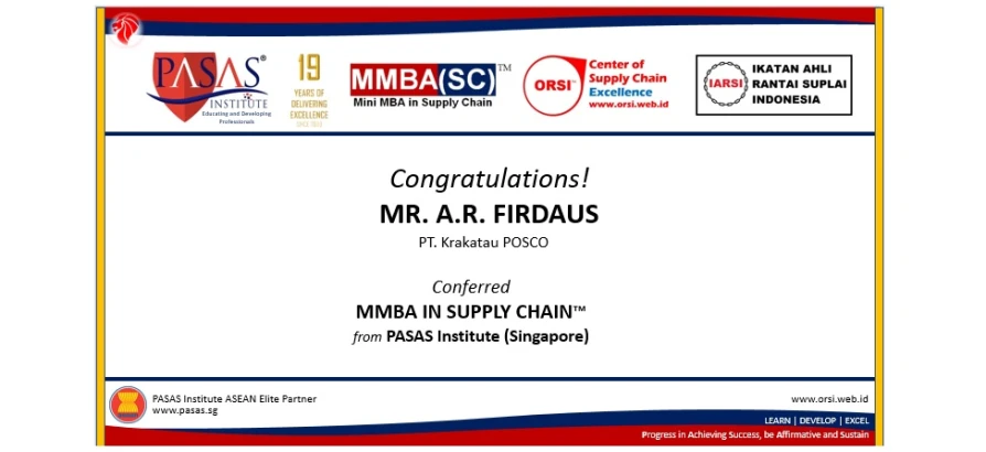 Congratulation to Mr. A.R. Firdaus!