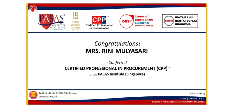 Congratulation to Mrs. Rini Mulyasari!