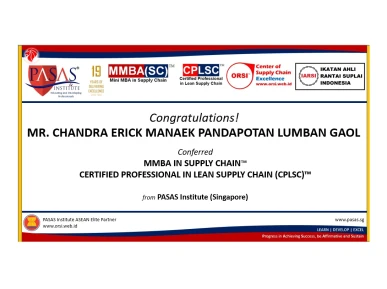 Congratulation to Mr Chandra Erick Manaek Pandapotan Lumban Gaol