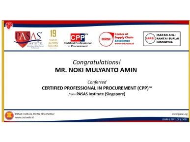 Congratulation to Mr Noki Mulyanto Amin