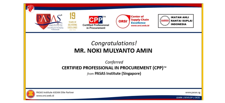 Congratulation to Mr. Noki Mulyanto Amin!