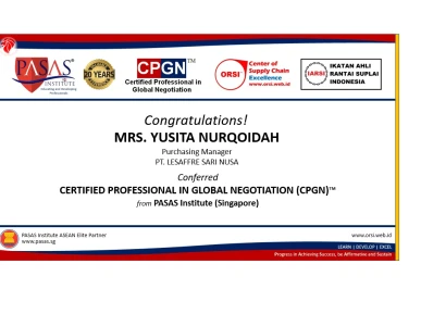 Congratulation to Mrs Yusita Nurqoidah