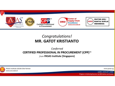 Congratulation to Mr Gatot Kristianto