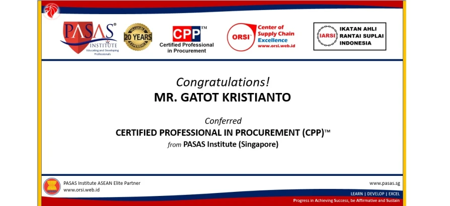 Congratulation to Mr. Gatot Kristianto!